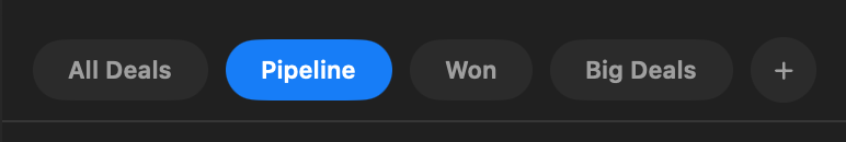 The preset tab strip above a table, with the active preset filled in blue and a + button to add another