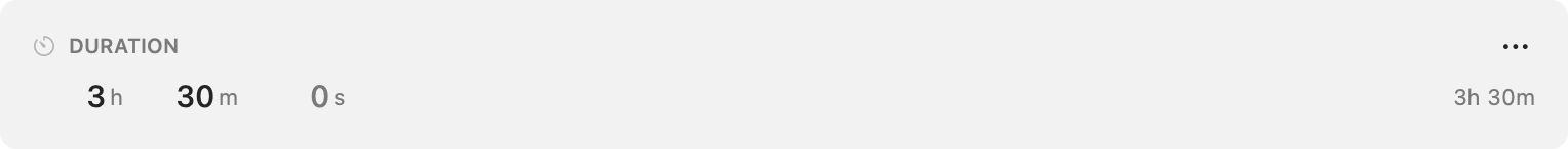 A Duration field with its hours, minutes, and seconds inputs