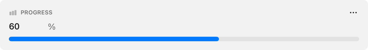 A Percent field showing the value input and its progress bar, with one at 100% filled green
