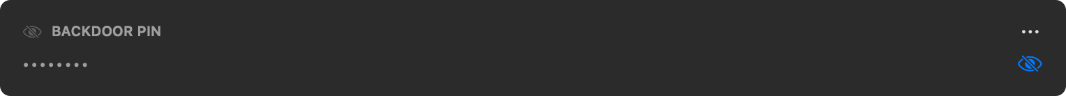 A Secret field showing its hidden value and the eye button