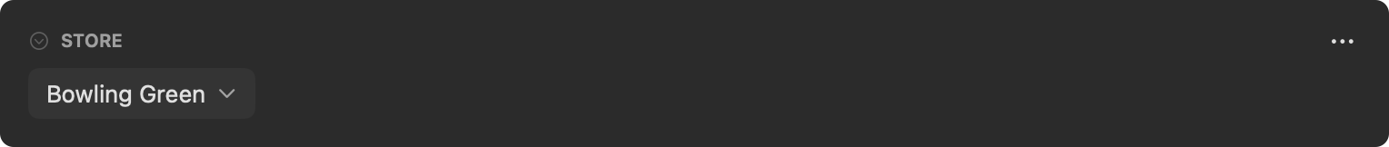 The Select dropdown popover with configured options, a checkmark on the selected one, and the search bar at the top