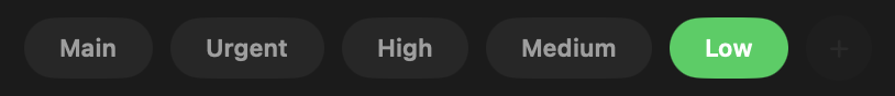 The preset tab strip above the note list