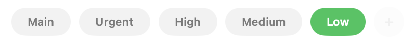 The preset tab strip above the note list